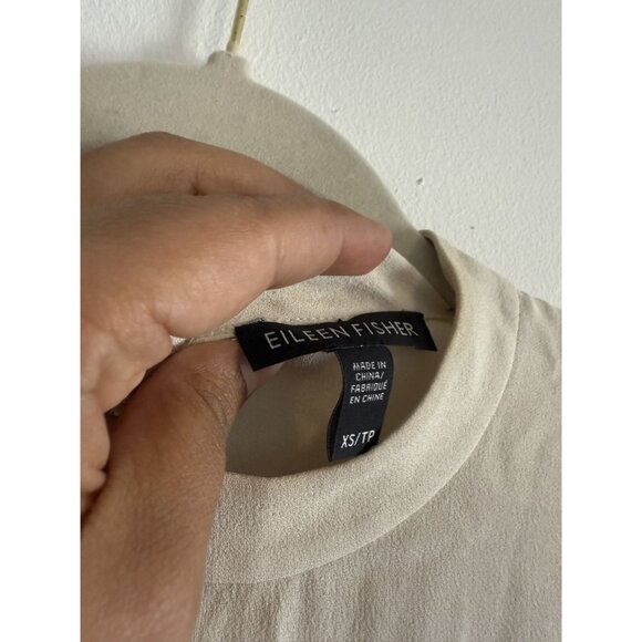 Eileen Fisher Women's Tan High neck Silk Tank Top Size Extra Small Preppy - Picture 4 of 4